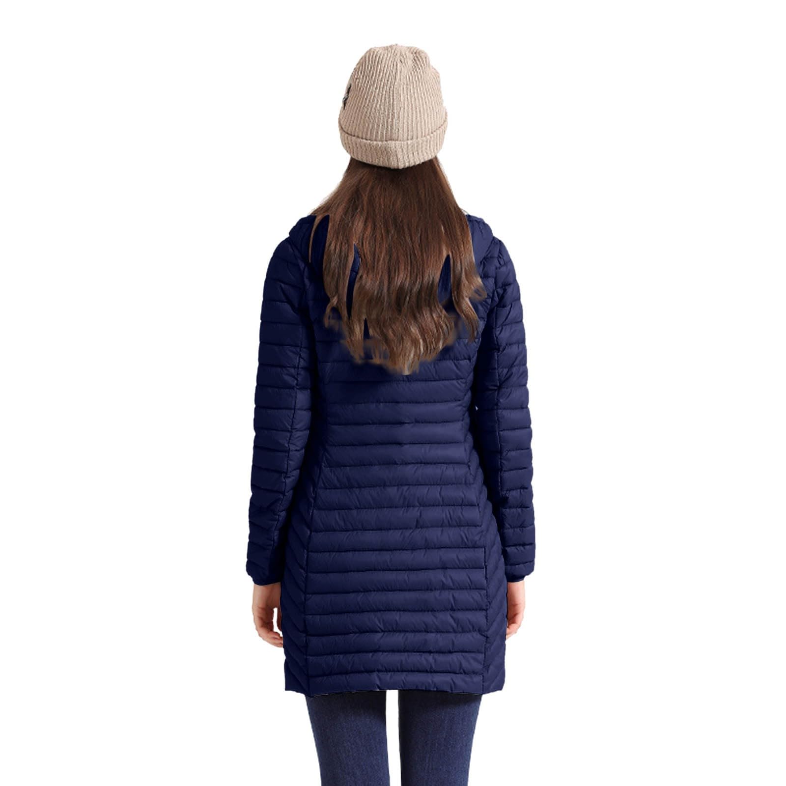 Genérico Chaquetas de invierno para mujer Termica Parka Jacket abrigo acolchado plegable ligera color sólido con bolsillos Chaqueta Entretiempo moderna días fríos