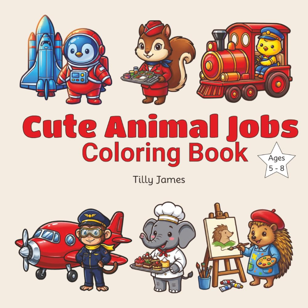 Cute Animal Jobs: Coloring Book