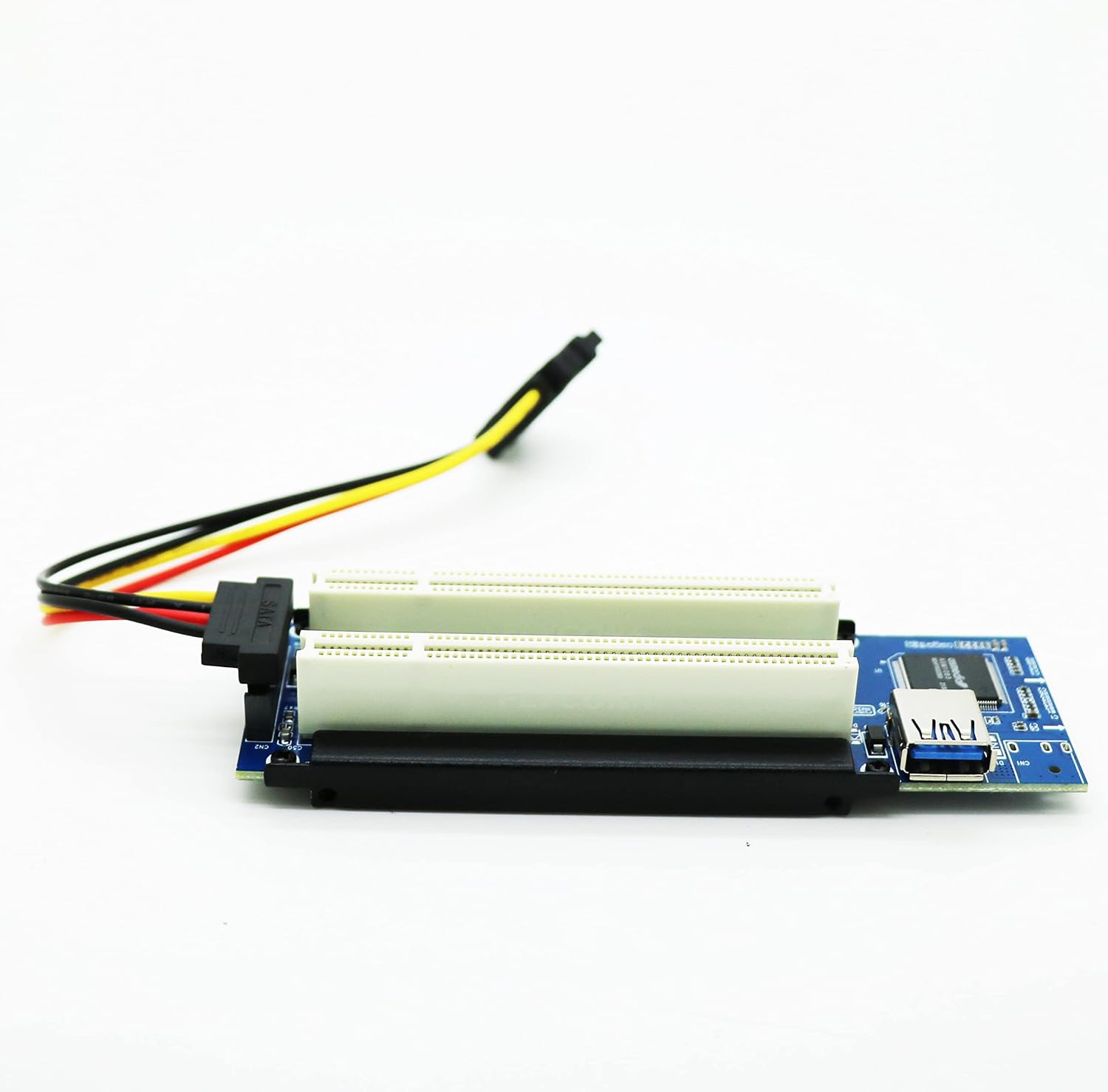 Sintech PCI-E Express X1 to Dual PCI Riser Extender Card with LP Bracket and Angled SATA Extension Cable