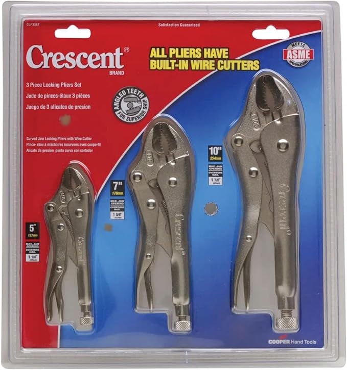 Crescent CLP3SET 3 Piece 5Inch, 7Inch, and 10Inch Curved Jaw Locking