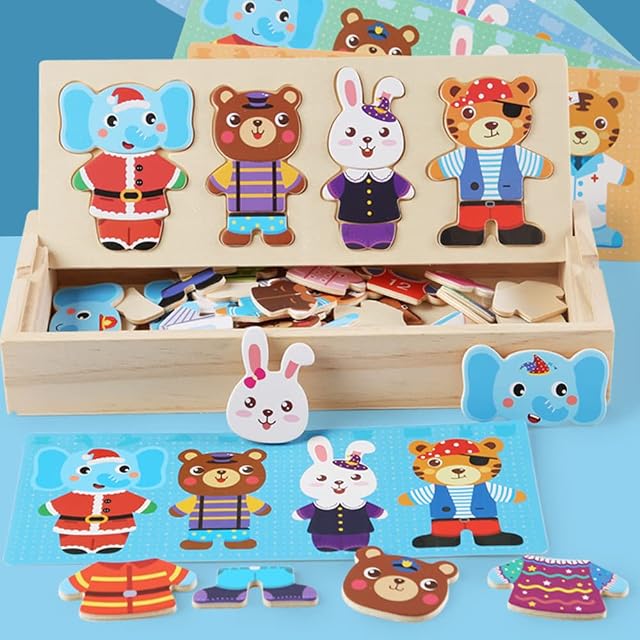 Wooden Dress Up Puzzles for Kids Gifts Boys Girls | Wooden Jigsaw Puzzle for Children Age 3 4 5 Years Old