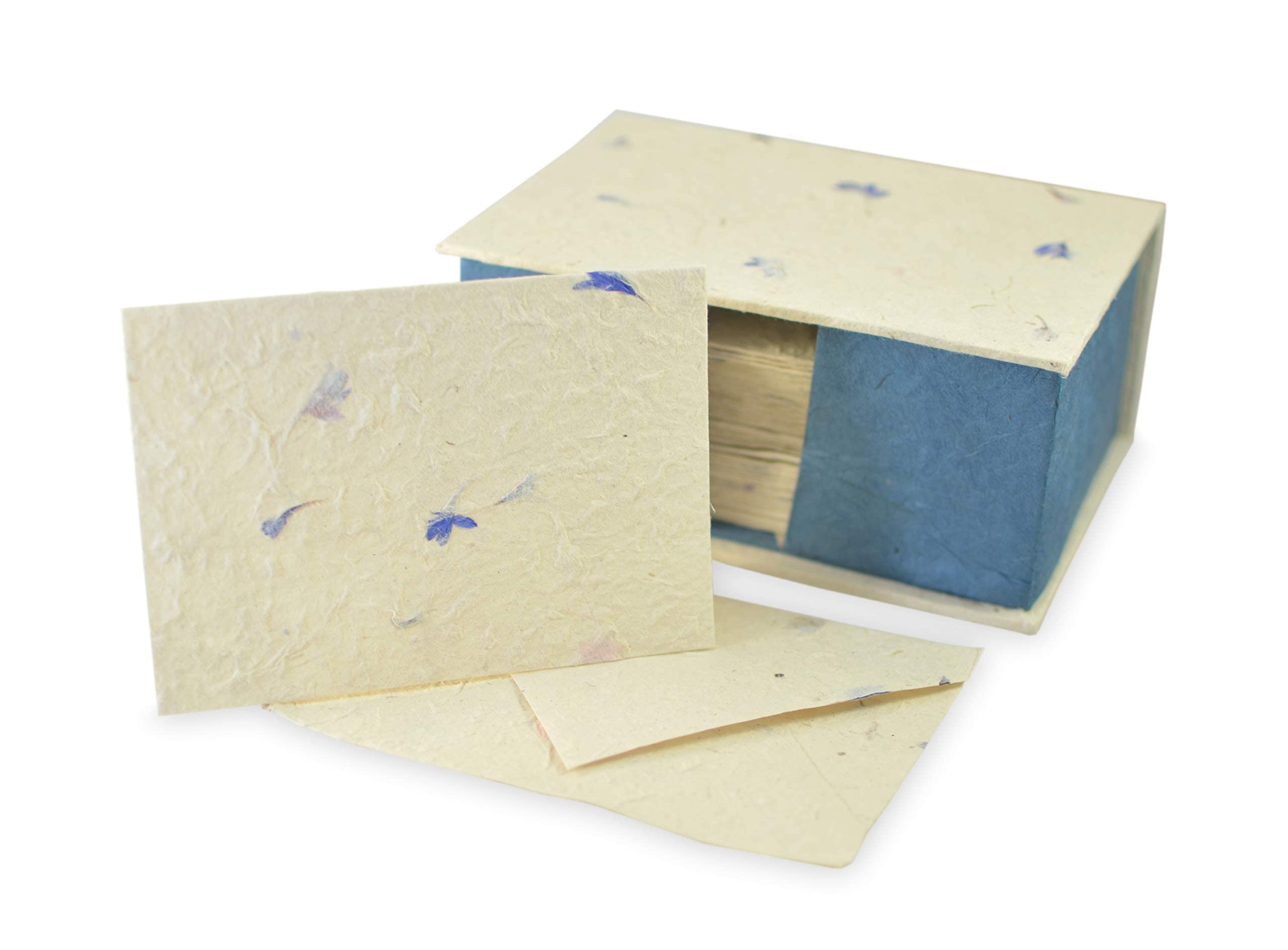 Kathmandu Valley Co. Nepali Cherish Grußkarte & Umschlag Deluxe Box Set mit handgemachtem Lokta-Papier aus Nepal, 25 Karten (Kornblume)