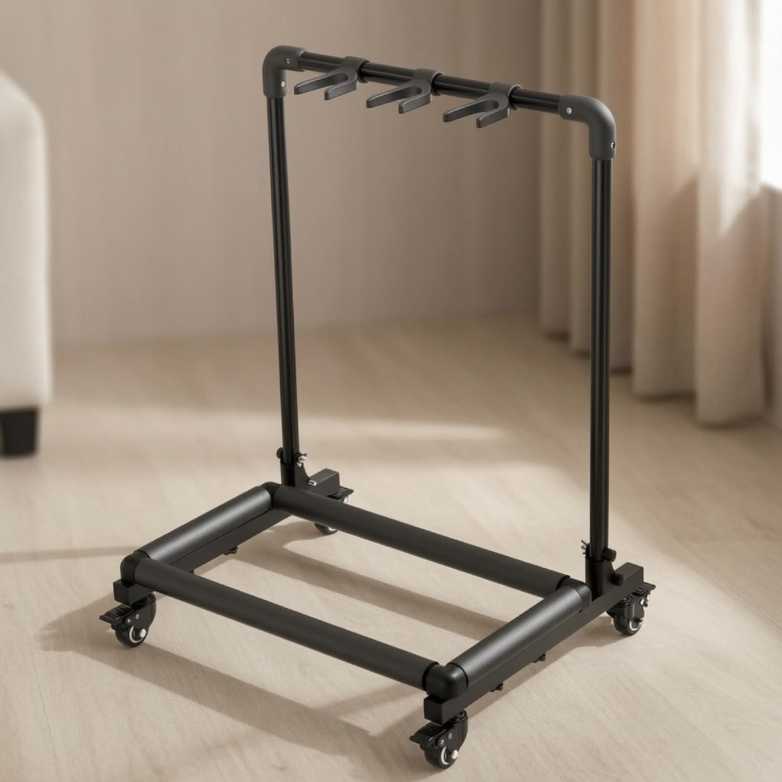 Gitarrenständ mit Rollen rollbar Mehrfach-Gitarrenständ platzsparend Gitarrenstativ für Gitarristen