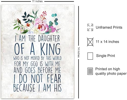 Vista 10 de Religious Wall Decor - 8x10 Inspirational Quote - Bible Verse Wall Art - Christian Scripture Print - Decor for Bedroom, Girls Room - Daughter Gifts