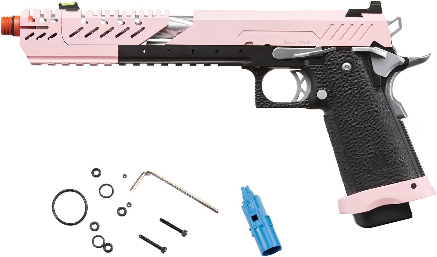 Vorsk Aluminum CNC Airsoft Titan Hi-Capa Extended Gas Blowback Pistol w/ 20mm Rail