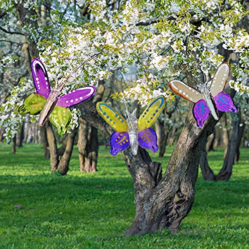 Butterfly Glass Window Decorations - 3-Piece Colorful Hand Painted Glass Butterfly Ornaments With Silver Cord For Hanging #TOP2