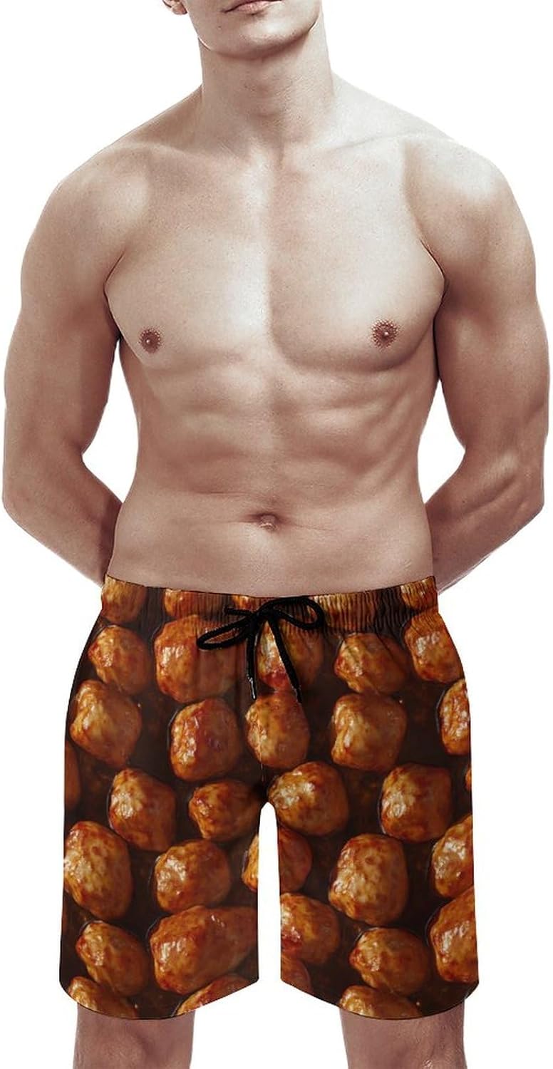 Tater Tots Food Casual Men's Swim Trunks Novelty Summer Beach Shorts Swimwear with Pocket