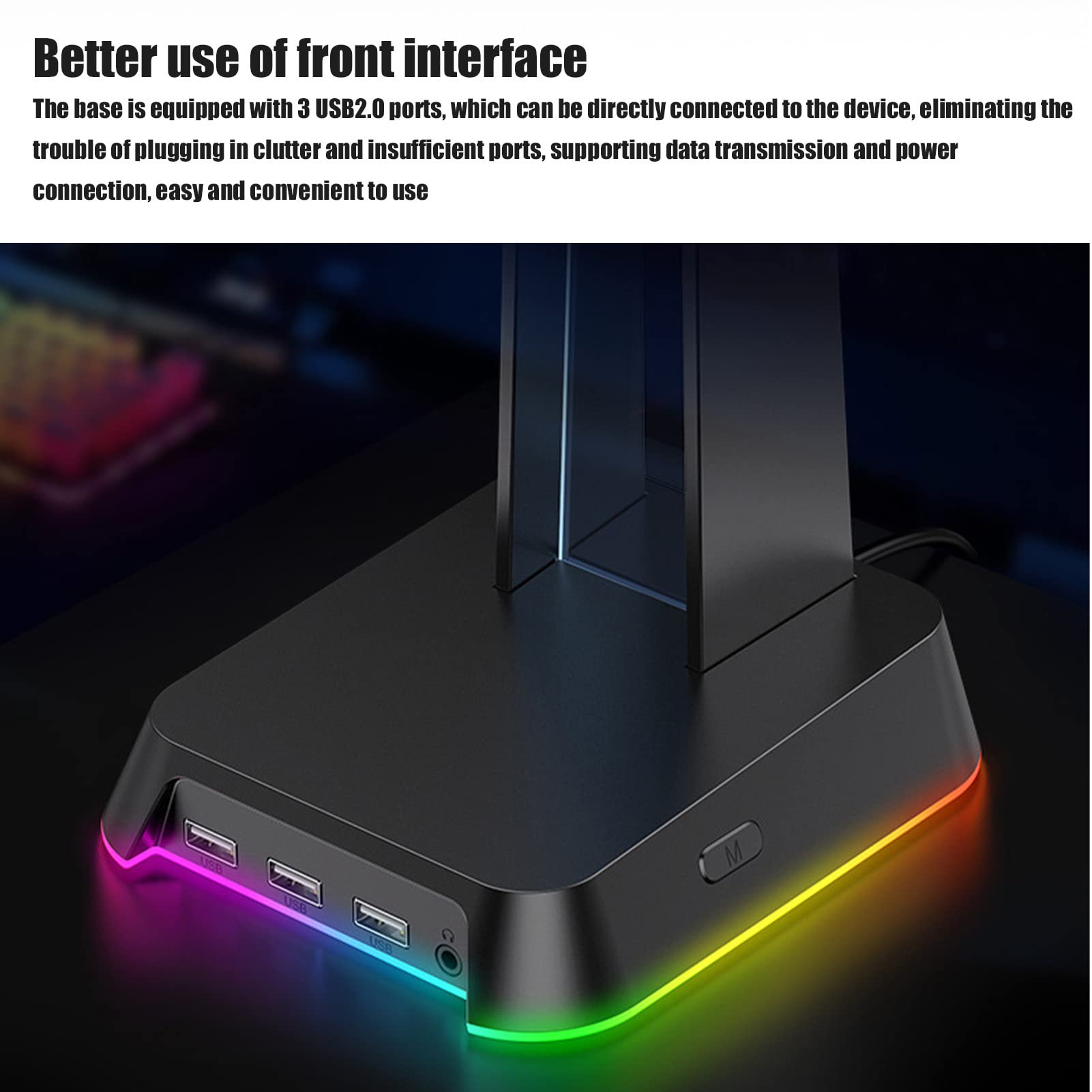 Supporto per Cuffie RGB con Caricatore USB, Supporto per Display per Cuffie da Gioco Rimovibili e Incandescente per Giochi da Tavolo da Tavolo del Giocatore Auricolari Regali per Fidanzati(Bianco)