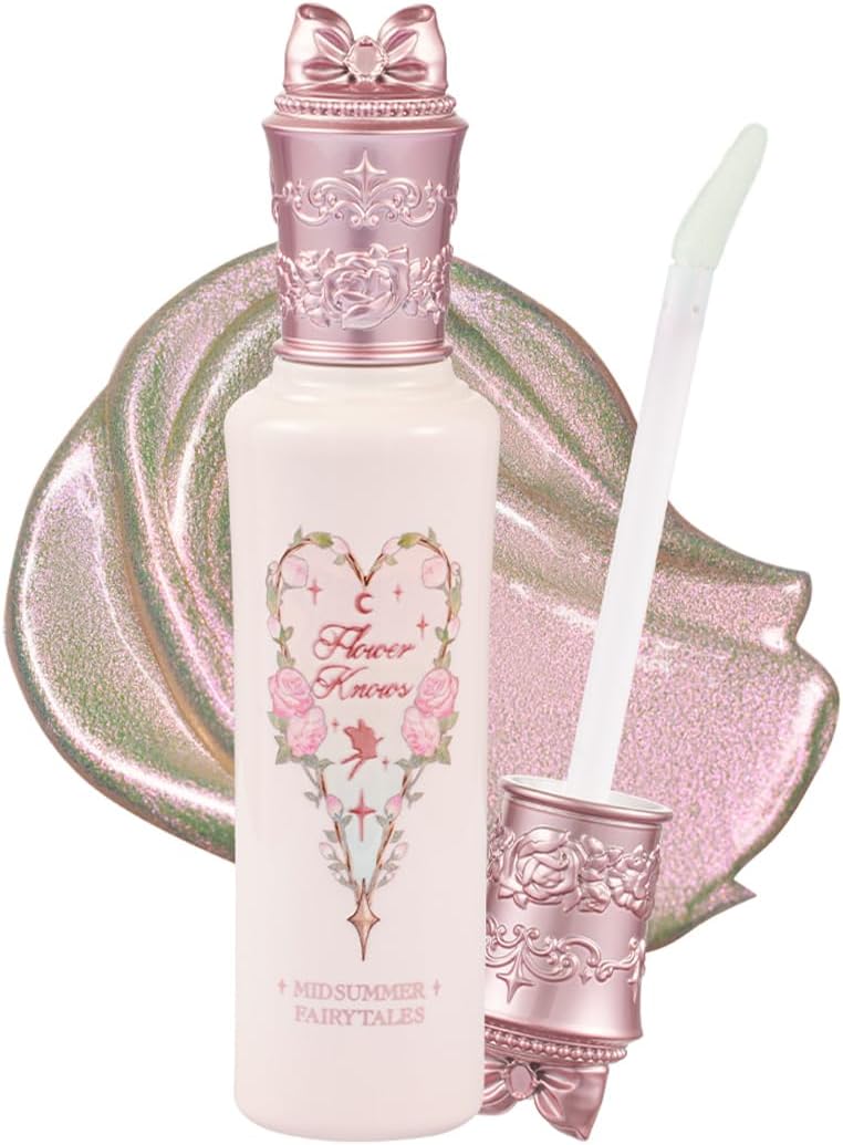 Flower Knows Midsummer Fairytales Liquid Highlighter(Multichrome),Highlighter Makeup,Pearlescent Face & Body Illuminator,Blendable & Long-lasting face Highlighter for All Skin Tones(04 Fairy Whisper)