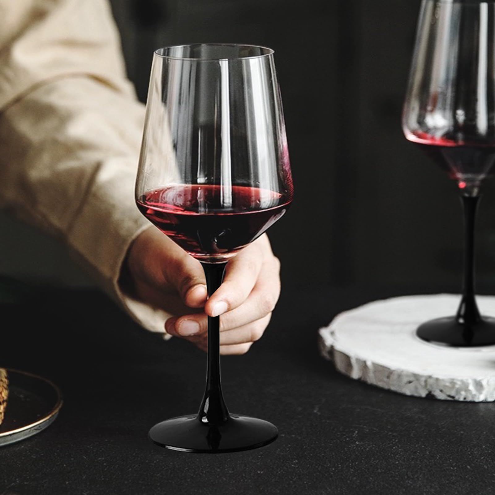 Ufrount Wine Glasses 16oz,Black Stem Red Wine Glasses set of 8,Clear
