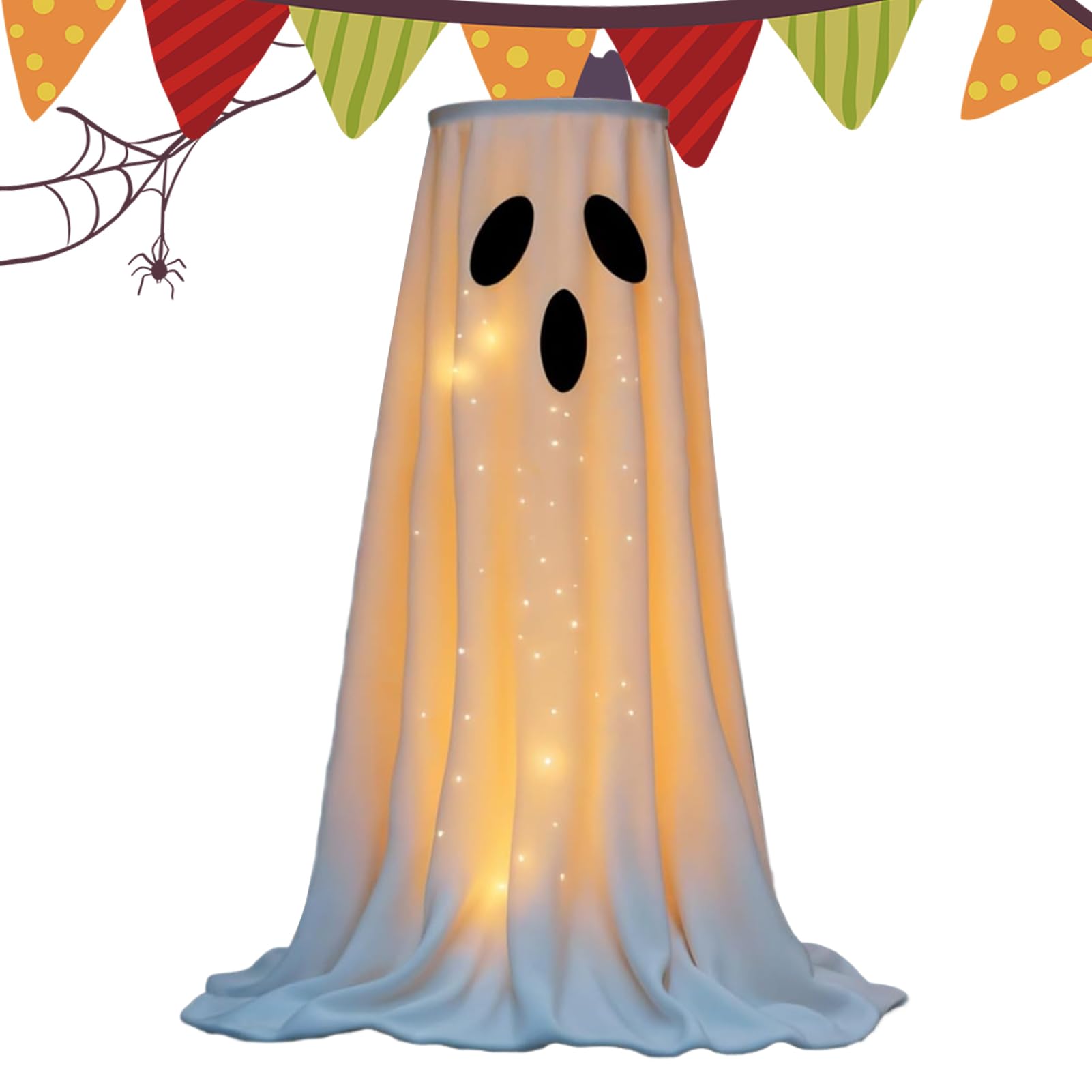 Bol à bonbons Halloween avec lumière et figurine de fantôme pour l'extérieur