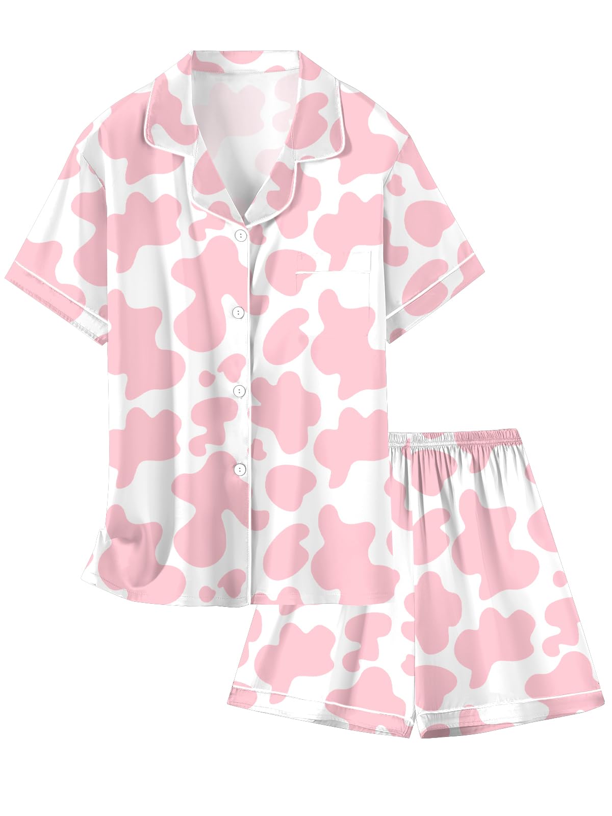 Girls &amp; Womens Satin Pajamas Set, Silk Button-Down Sleepwear 2 Piece Nightwear, 3 Years - Women XXL
