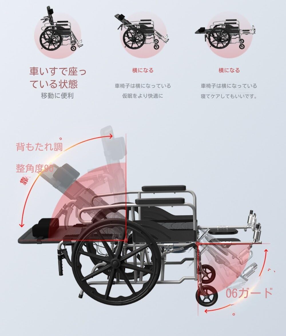 WHEELY 車椅子 折り畳み式 角度調整可能 介護 介助