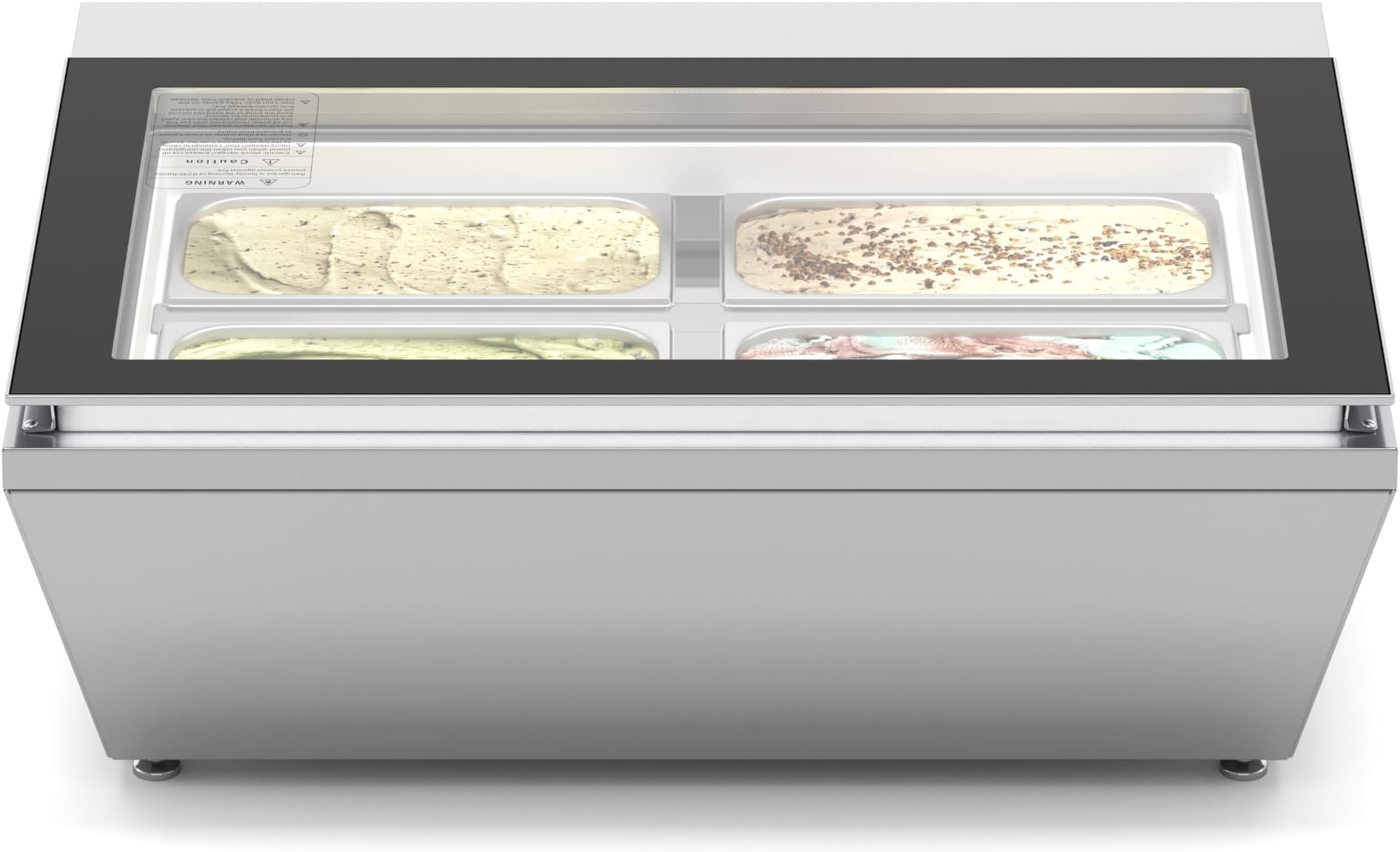 KM-CGD-8HP 31 in. Countertop Ice Cream Display case with 4 Pans and Glass Sneeze Guard in Stainless-Steel