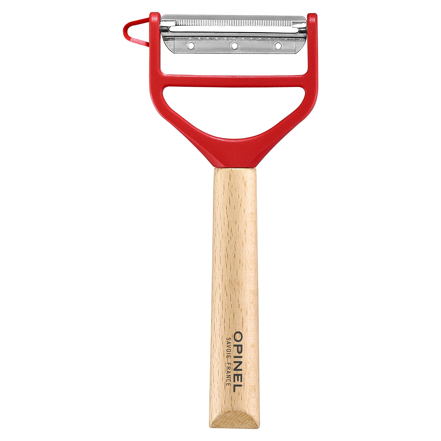Opinel T-Duo 254621 Wooden Peeler in Red for Peeling Vegetables and Preparing Juliennes One Size