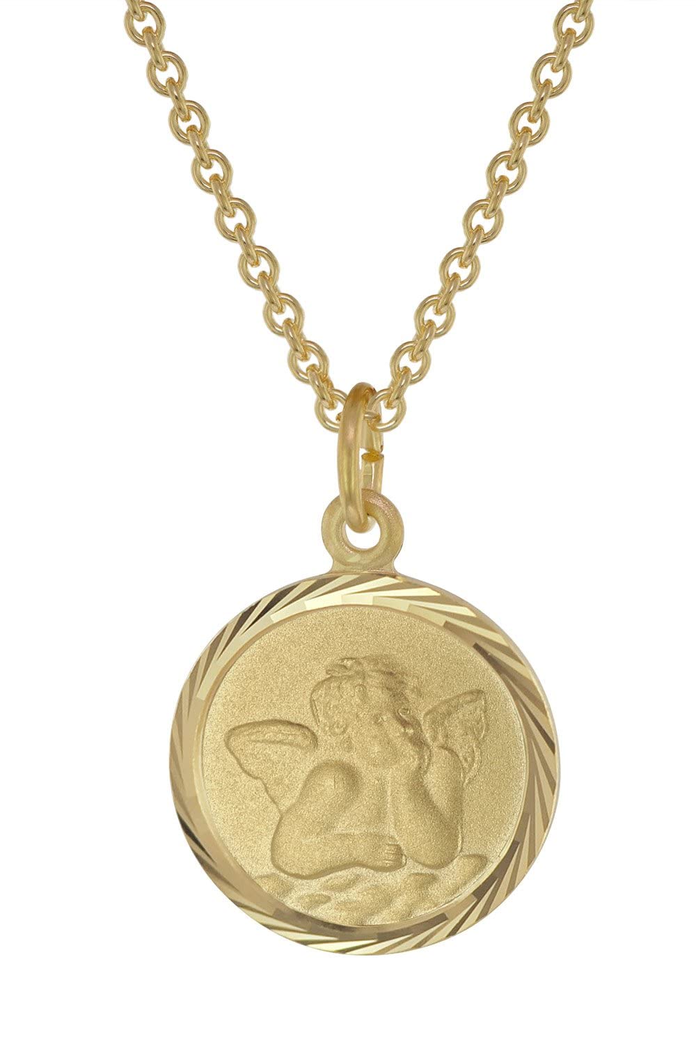 trendor Kinder-Halskette mit Schutzengel Anhänger Gold auf Silber 39030 | liebevoller Halsschmuck für Mädchen und Jungen, Engel-Anhänger, tolle Geschenkidee,