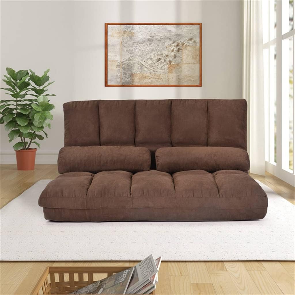 Sofa Bed Chaise Lounge Floor Couch Living Room Furniture Adjustable with Two Pillows