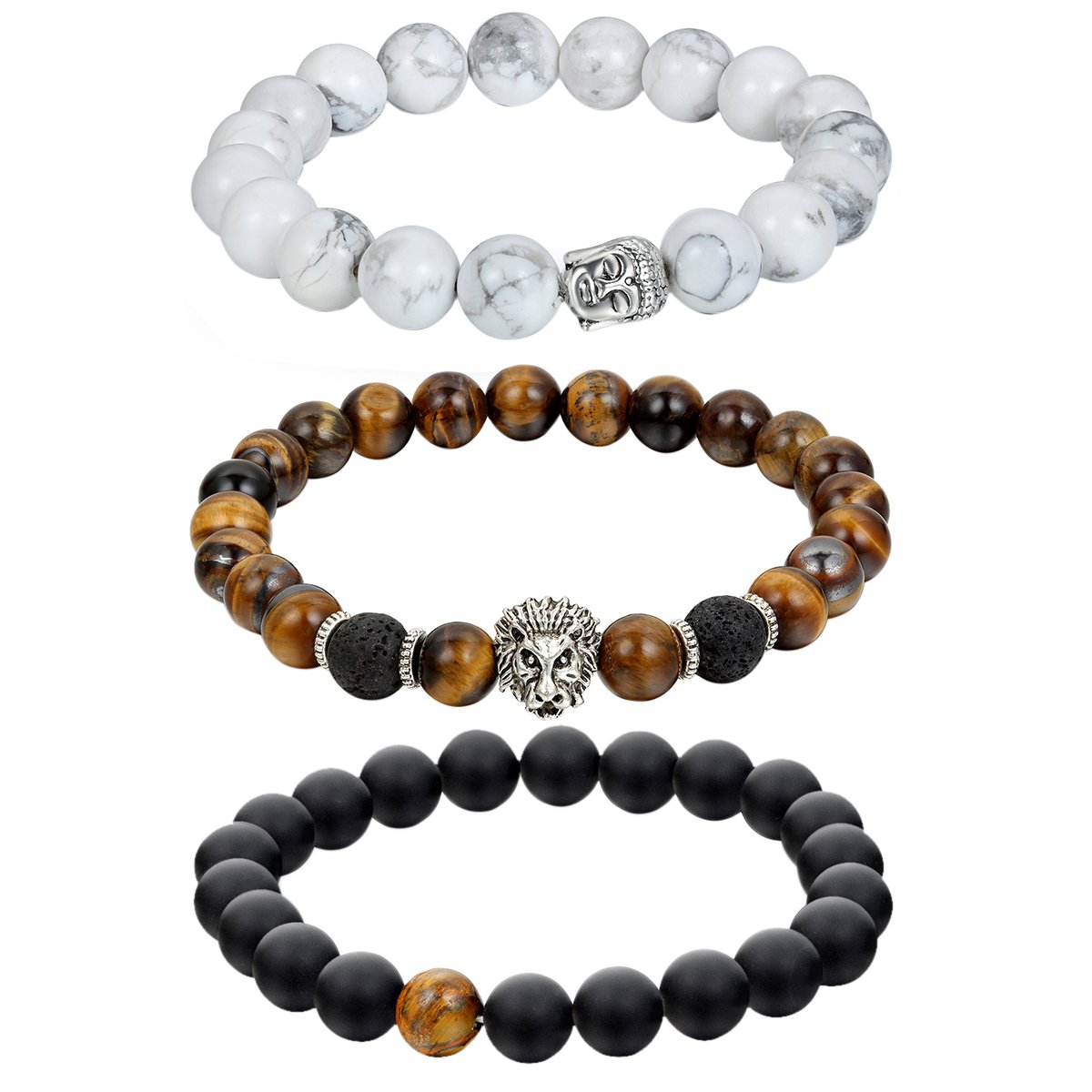 Braccialetti Coppia Buddha Preghiera - 2 Pezzi Con Perle E Zirconi, Nero E Bianco - Foto 9