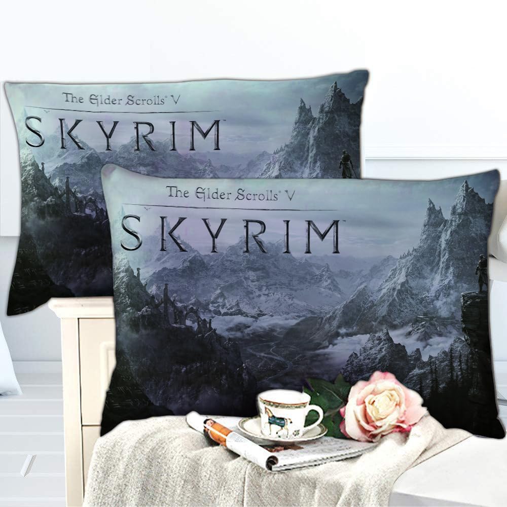 Ste-X Bettbezug Elder Scrolls V Skyrim Winterschutzdecke Baumwolle Zwei Kissenbezüge Versteckter Reißverschluss Leicht Zu Reinigen (TESVS 03,135x200cm)