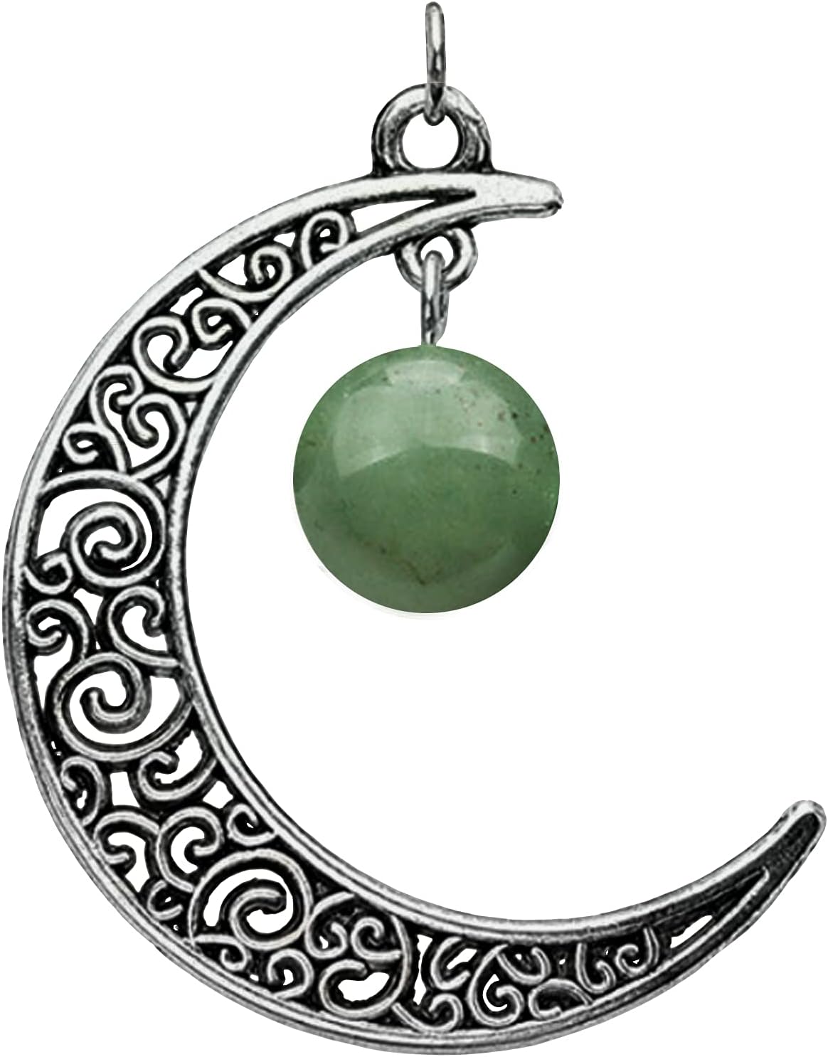 Green Aventurine Silver, Copper, Gold, Bronze, Gunmetal, Black, Antique Brass, Rose Gold Celtic Moon Pendant aventurine money pendant