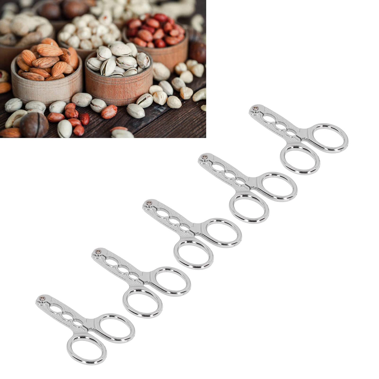 Nutcracker for Nuts, 5pcs Portable Nut Cracker for All Nuts Nuts Pistachio Opener Clamp Nut Cracker Plier Scissor Nut Cracker Opener for Walnut, Pecan, Macadamias, Hazelnuts