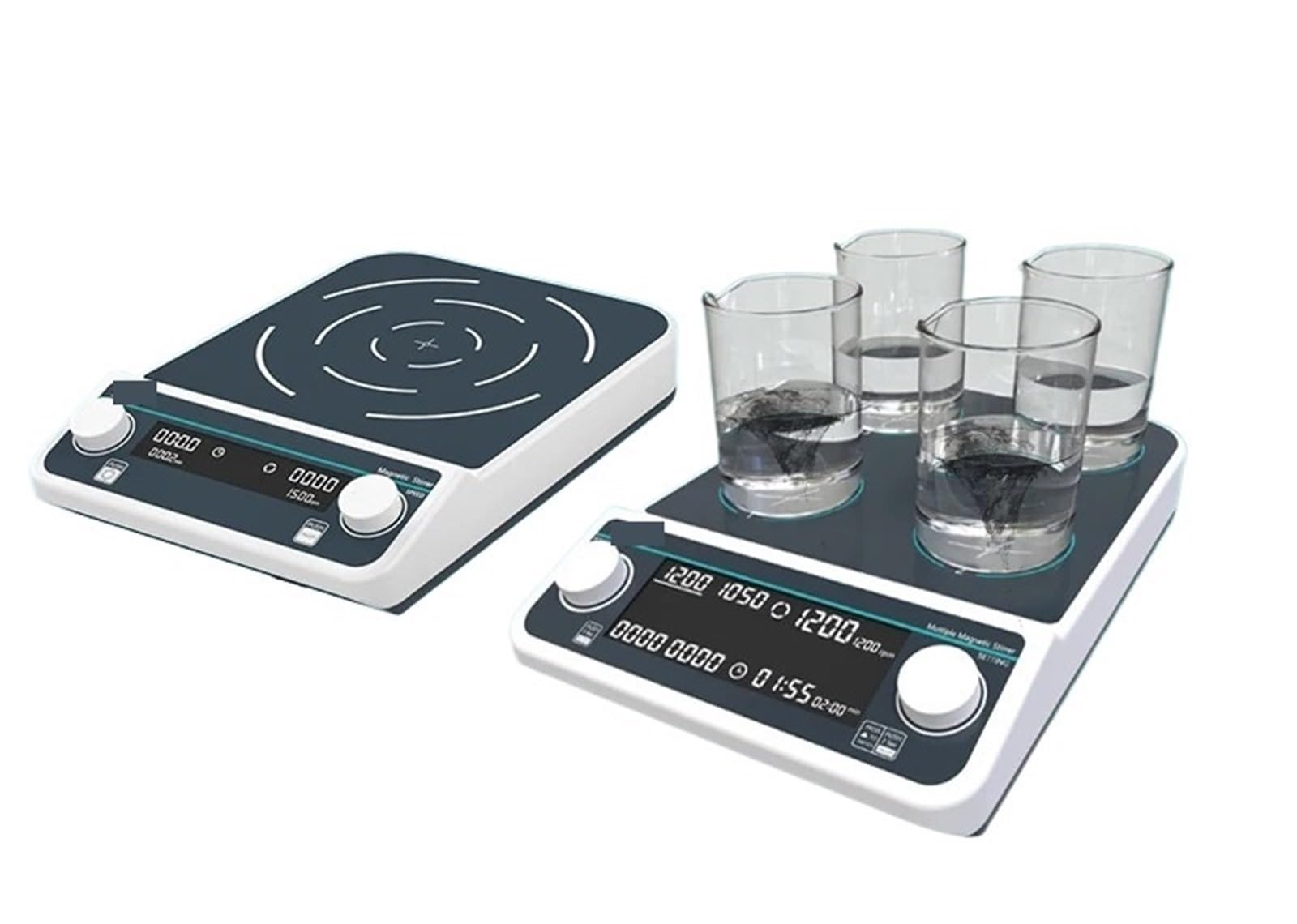 Zxzzas Bianco Magnetic Stirrer, Multiple Magnetic Stirrer Digital Display Laboratory Stirrer Magnetic Mixer Four-Station 500Ml*4(Mms4pro)