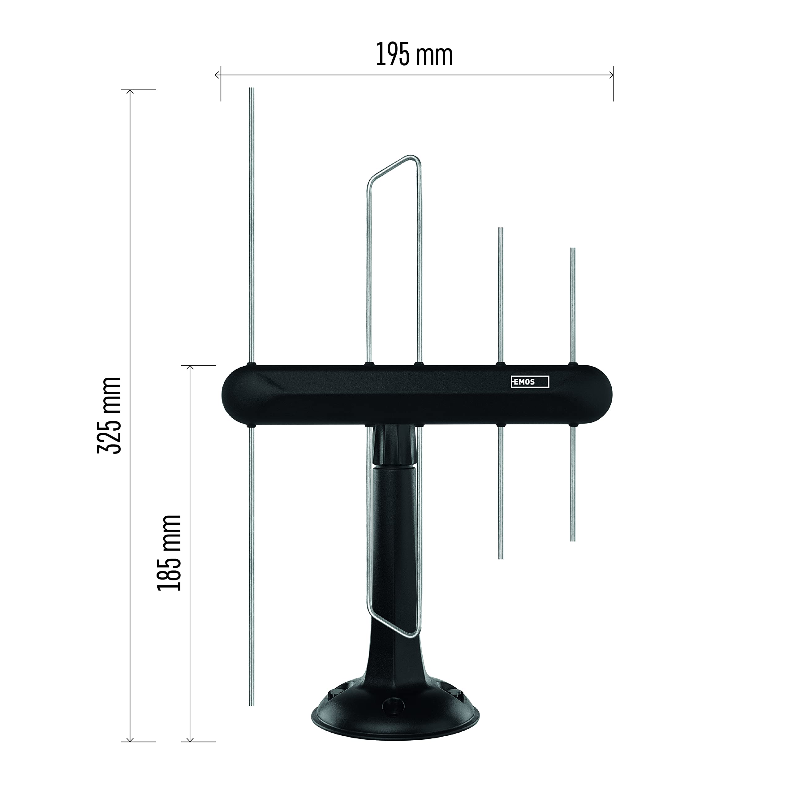EMOS DVB-T2 J0685 Antenna TV digitale universale per interni ed esterni con filtro 5G e amplificatore per HDTV/ricevitore con qualità del segnale Full HD, 0-80 km di trasmettitore