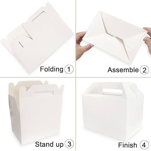 Miniatura 4 de Unarty 30 cajas grandes con asa 9 x 6 x 6 pulgadas de estraza para regalo caja grande de recuerdo de fiesta para boda baby shower cajas de regalo de