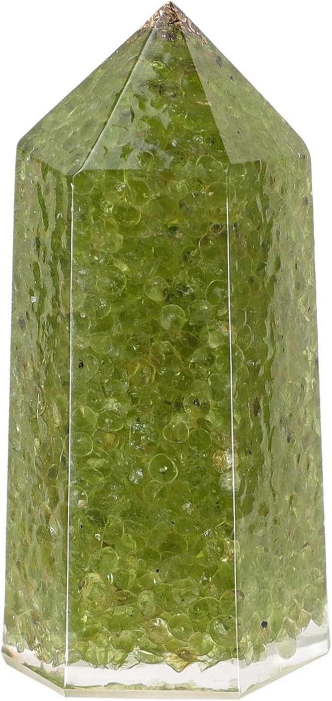 Pack of 2 Healing Crystal Wands Hexagonal Crystal Point for Meditation Wicca Chakra Balancing, Peridot