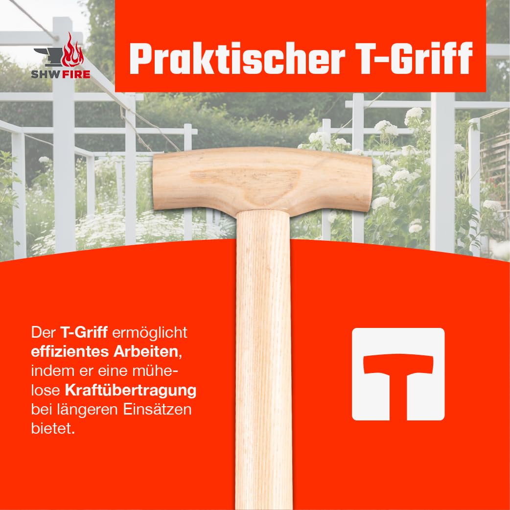 SHW-FIRE Ampferstecher 95cm - Geschmiedeter Stahl für die Unkrautbekämpfung | Made in Germany | Für Unkrautentfernung im Garten | Präzises Ausstechen von Ampfern und Unkraut | Schmiedequalität
