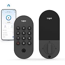 Tapo Smart Wi-Fi Deadbolt Door Lock &ndash; Keyless Tactile Buttons, Customized Access with in-App Monitoring, Auto-Lock, IP54 Weatherproof, BHMA Grade 3, Compatible with Standard Door Sizes, Tapo DL100