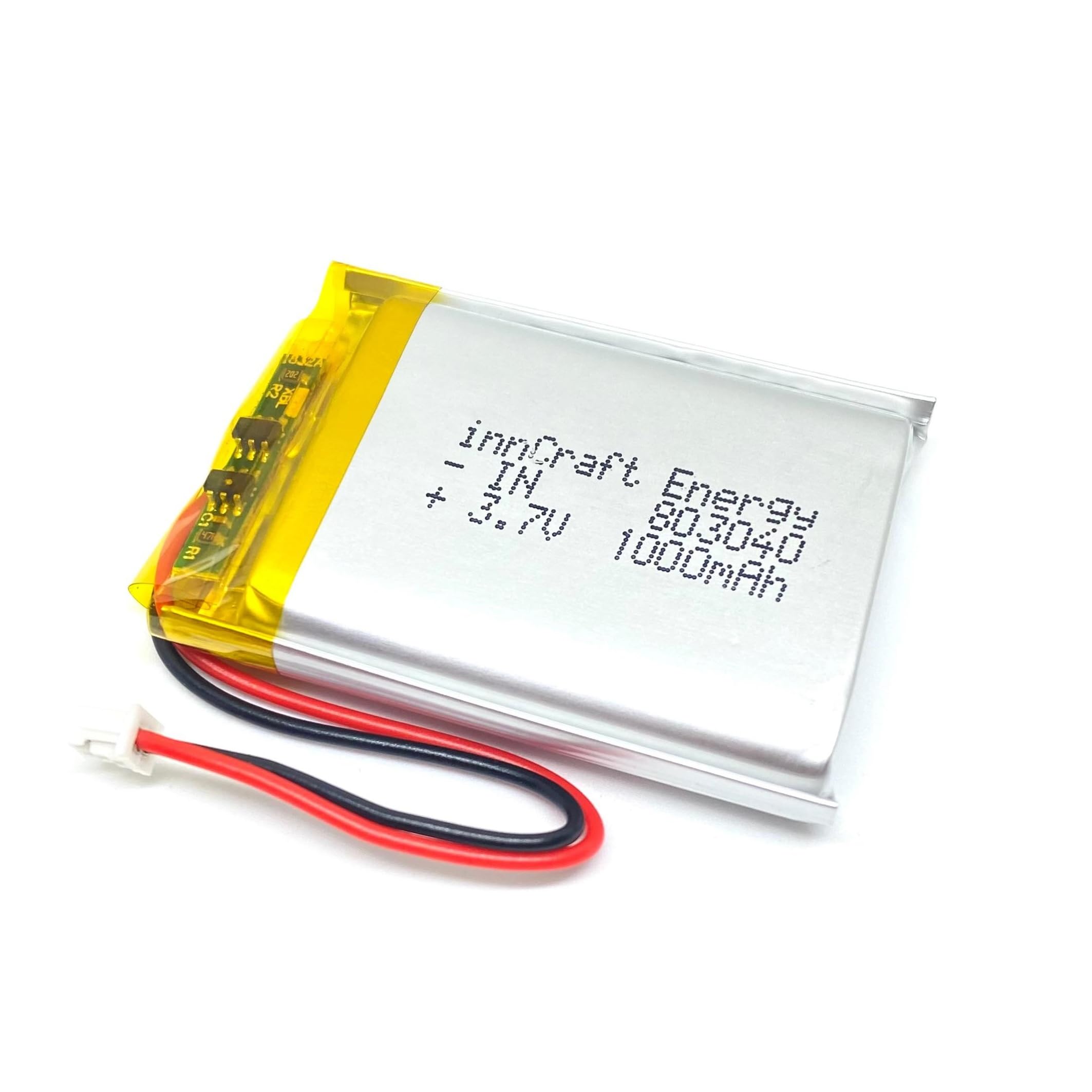 Batteria ai polimeri di litio innCraft Energy 1000mAh 3,7V, 40 x 30 x 8 Modello 803040 2P Molex 51021-020 Connettore 1,25 mm