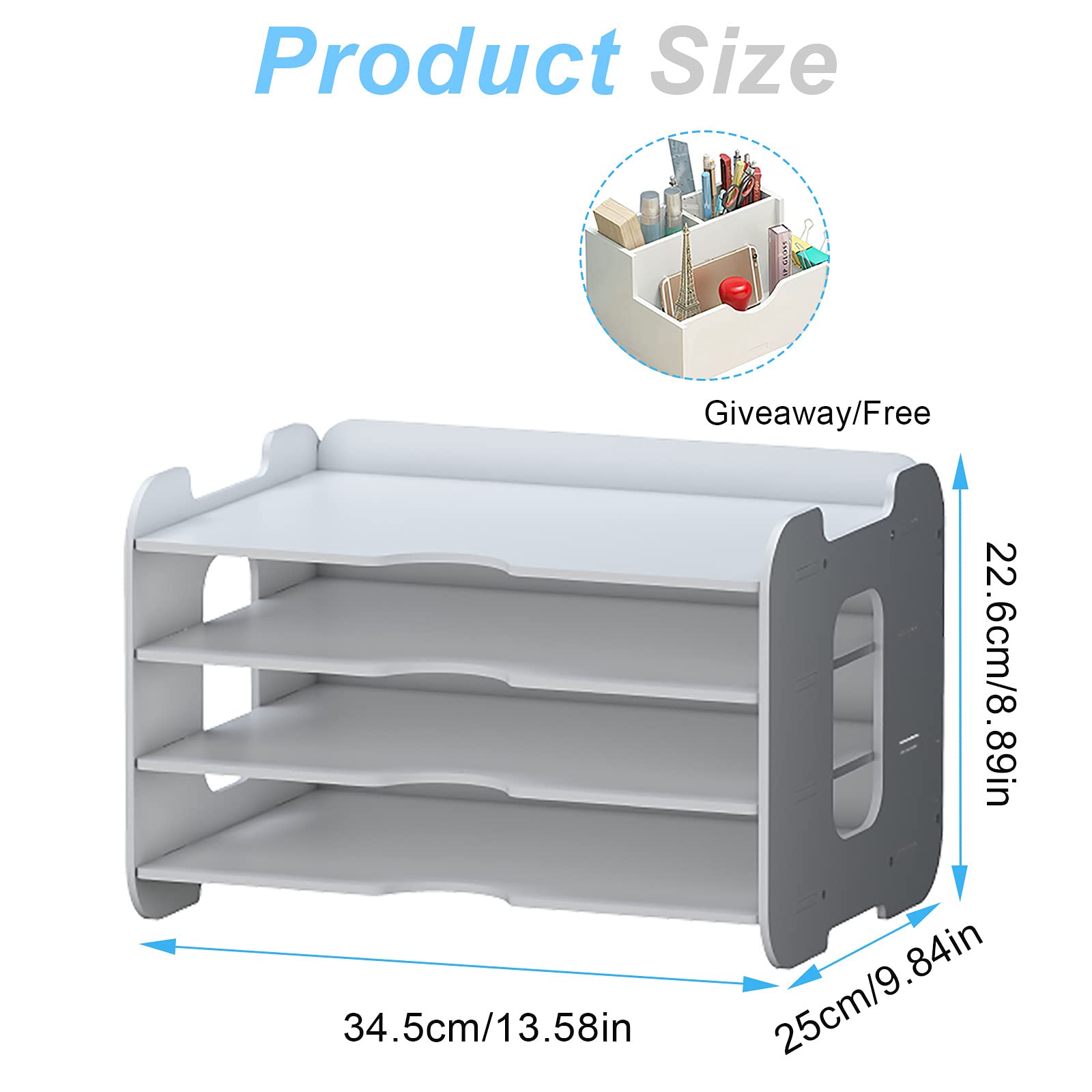 Organizer Da Scrivania Per Documenti A4 - 5 Ripiani, Beige, In Legno/Plastica, Per Casa E Ufficio - Foto 5