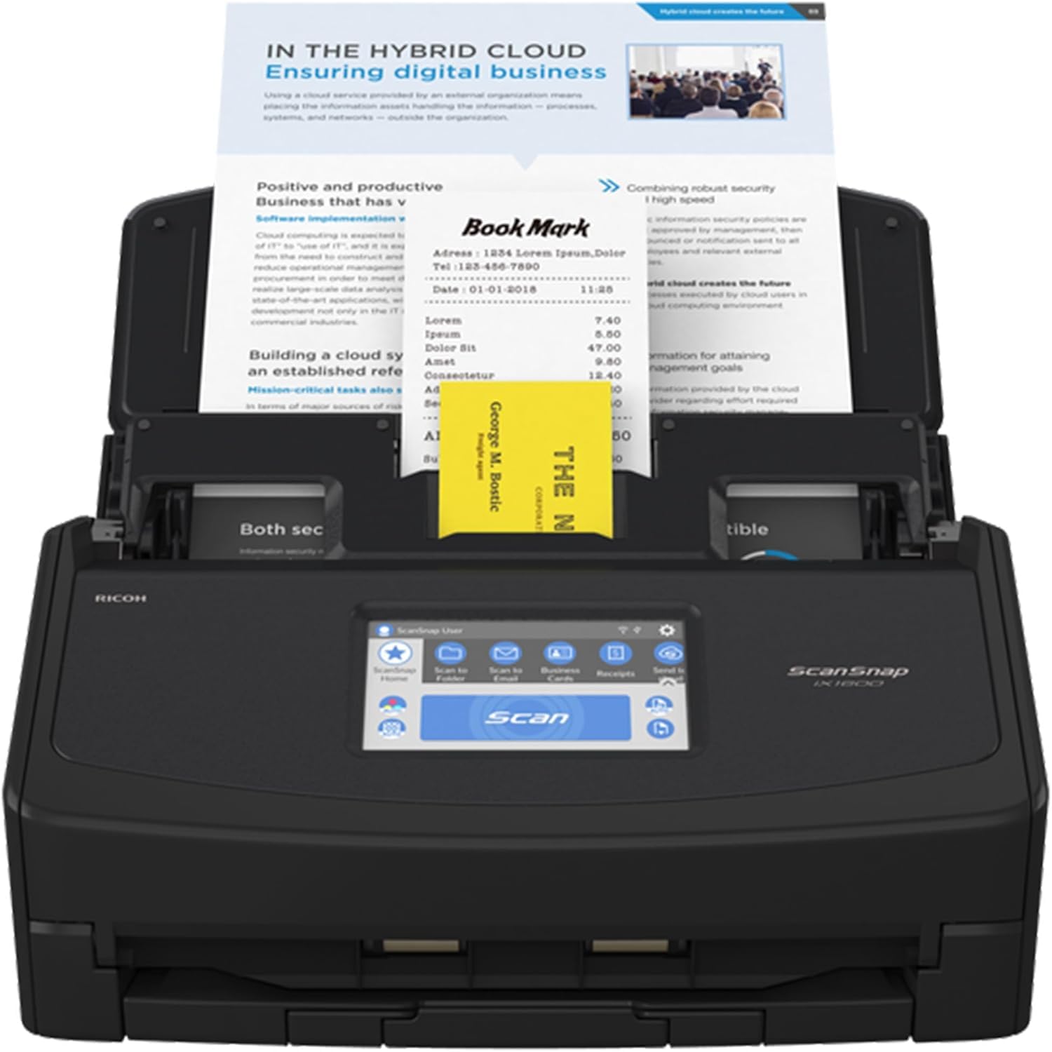 ScanSnap iX1600 Profi-Büroscanner A4 – Hochleistungs-Duplex-Dokumentenscanner mit 50-Blatt ADF, 40 ppm, Touchscreen, WLAN & Cloud-Anbindung, USB 3.2, Schwarz
