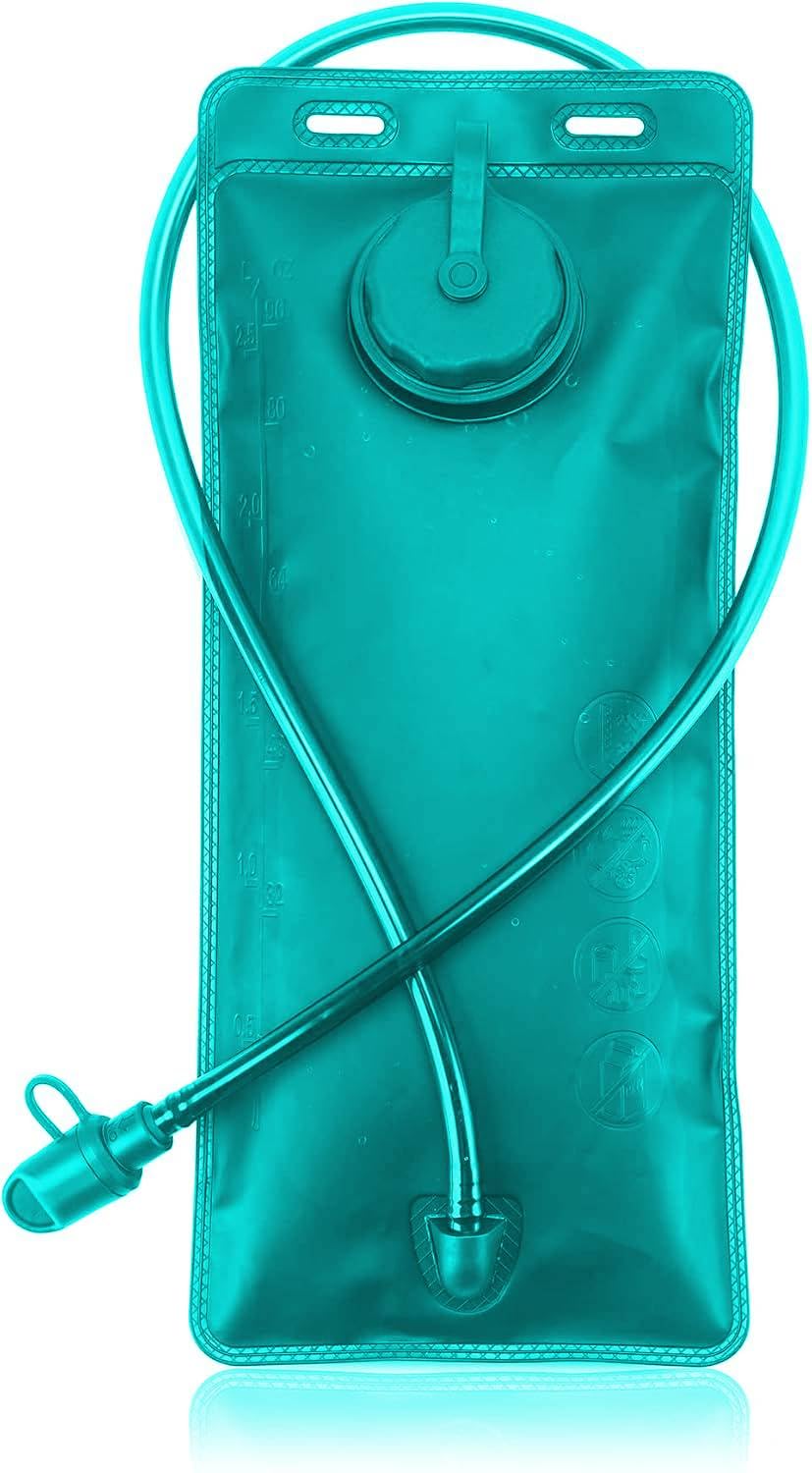 Leosportz Hydration Bladder 2 Liter - Foldable Hydration Bottle with Long Straw and Safety Valve | BPA Free Ideal for Cold Water and Ice Cubes | Travel Trekking Bottle (Slik, Blue, 2 Liter)