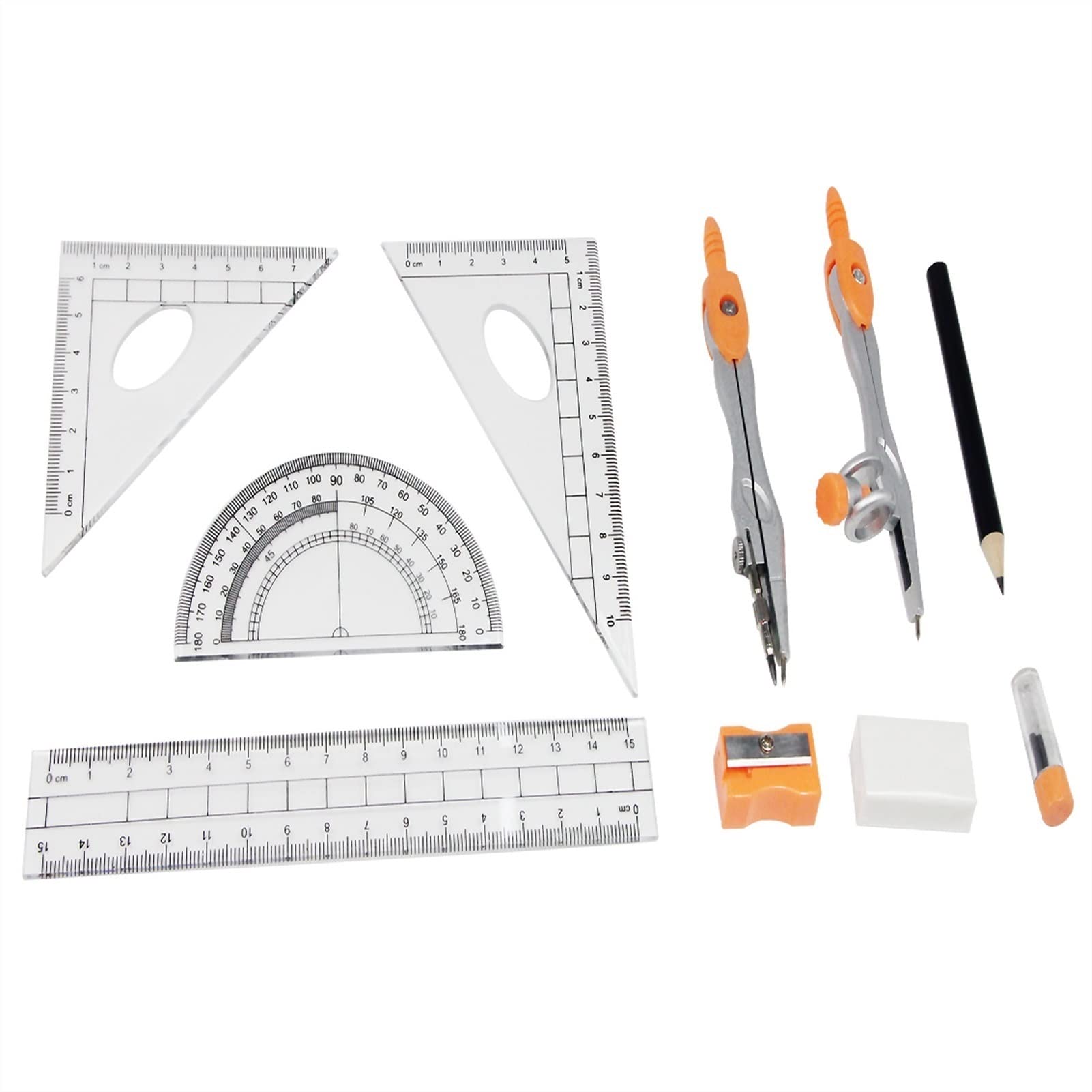 conjunto de brújula Kit de geometría de matemáticas - 10 piezas por conjunto Estudiante Compasses Conjunto geométrico Precisión de alta precisión Profesional Metal School Compass Set Dibujo Conjunto d