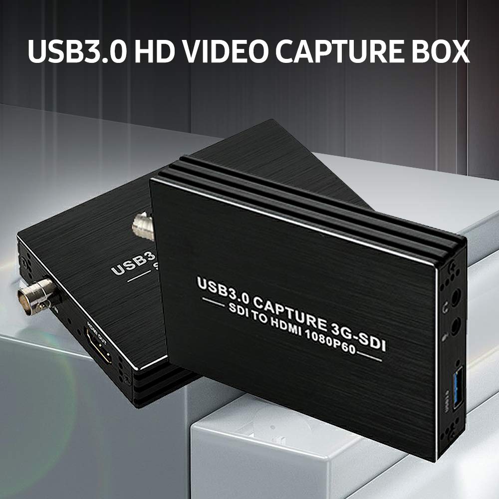 Caja de Captura，HUIOP NK-M006 Tarjeta de Captura de Video 3G-SDI USB3.0 HD 1080P Caja de Captura de Video Adaptador SDI a HDMI Convertidor Diseño sin Controlador