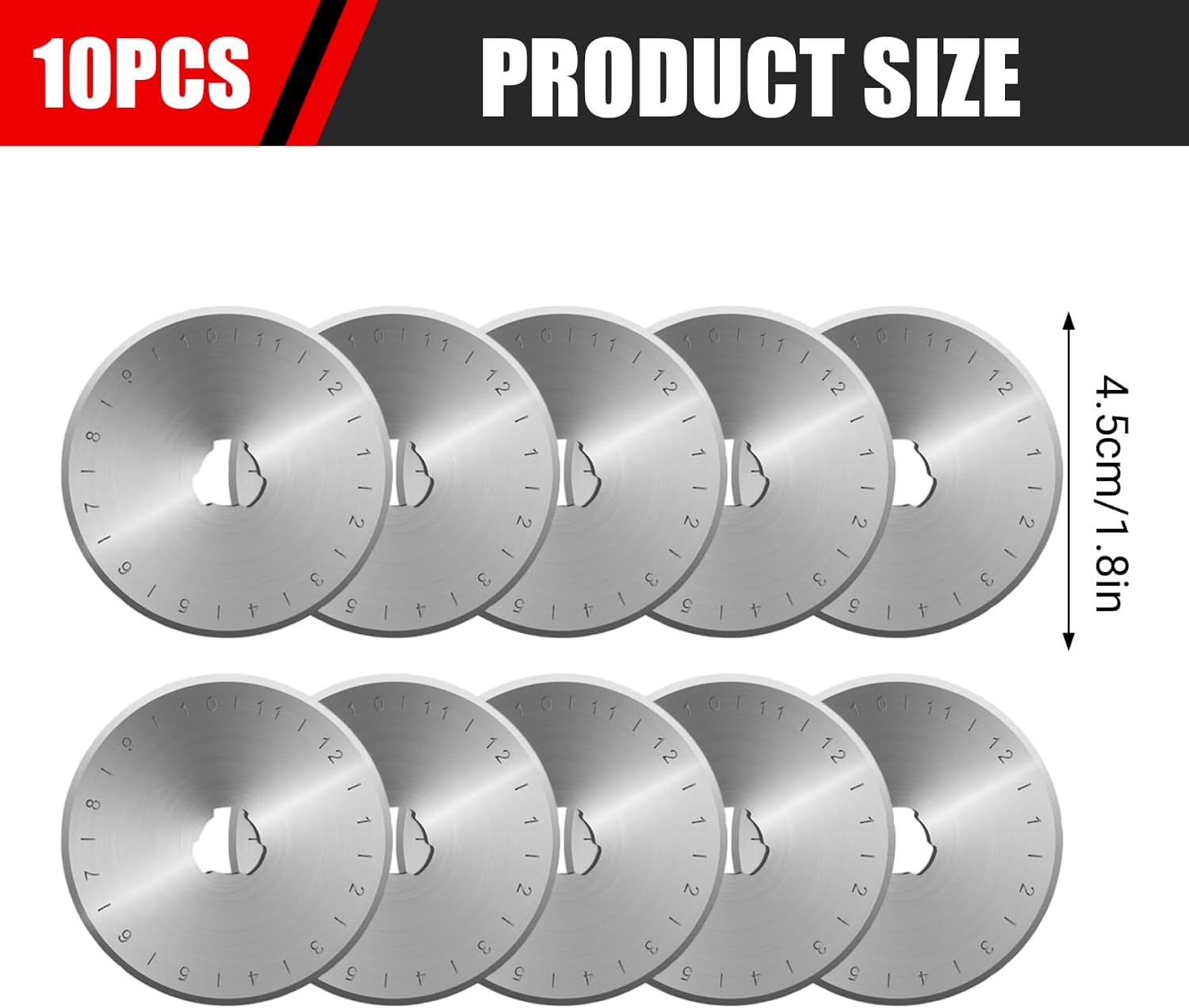 45mm Rotary Cutter Blades 10PCS Rustproof Rotary Cutter for Fabric Quilting Scrapbooking Sewing Supplies