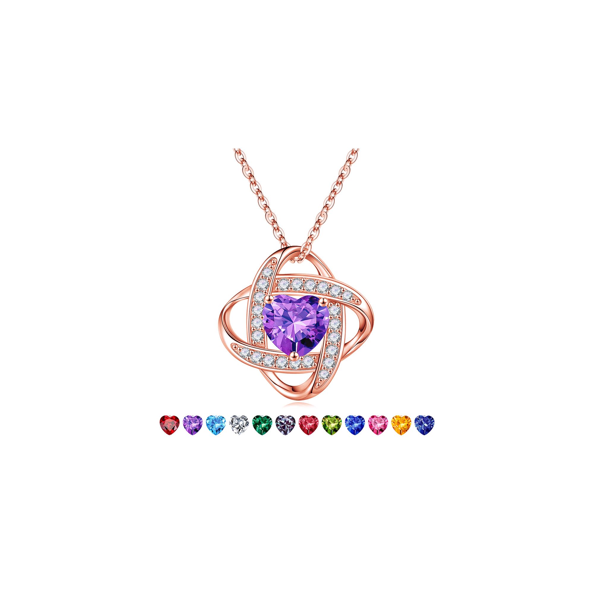 Valentines Gifts for Her Wife - 925 Sterling Silver Love Knot Birthstone Necklace, Anniversary Birthday Gifts for Women, Jewelry Gifts for Wife Mom Girlfriend