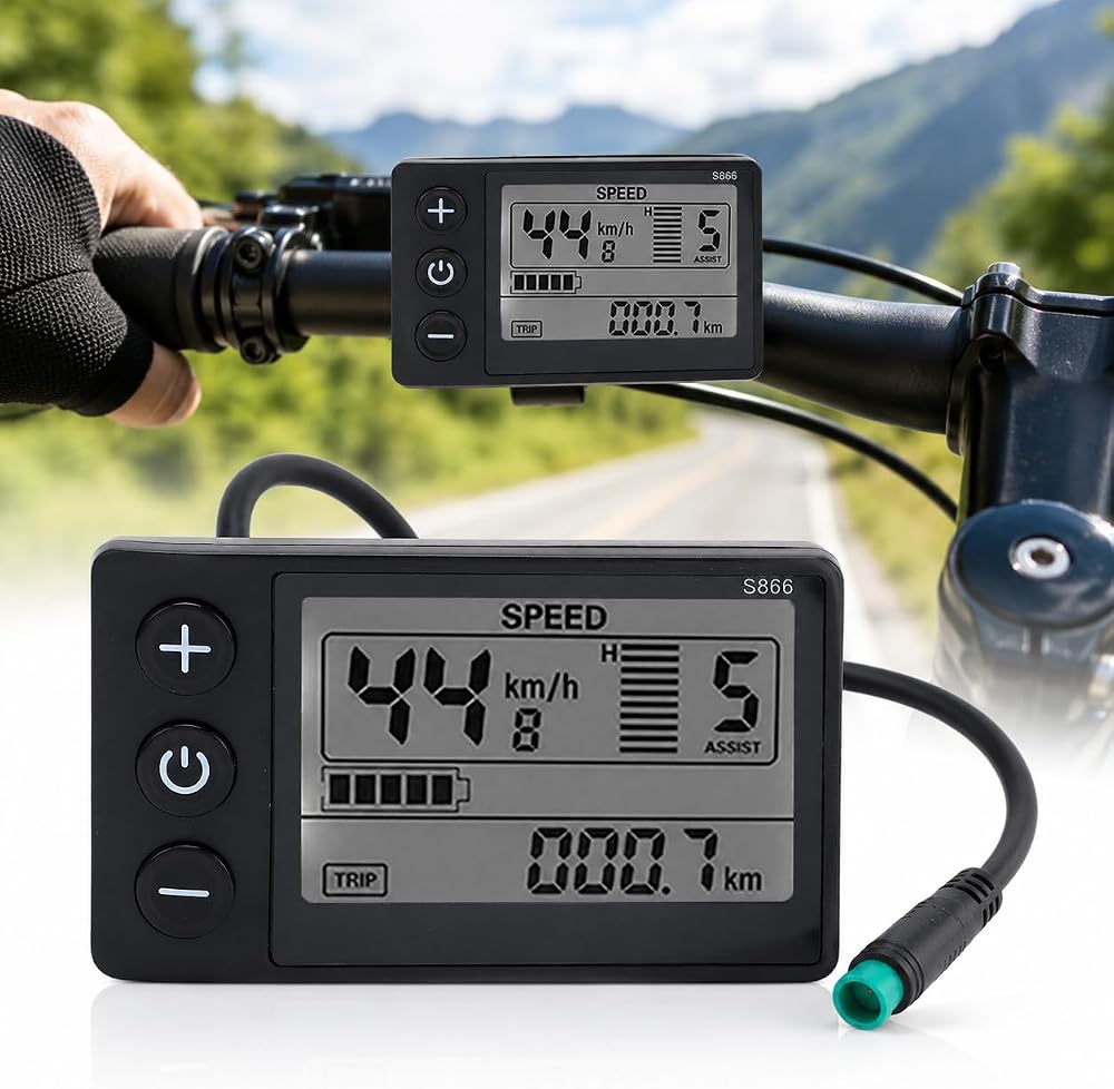 Electric Bike LCD Display, Electric Bike LCD Display Meter,S866 Electric Bike LCD Display,Electric Bike LCD Display Panel,Waterproof Plug LCD Display,24V 36V 48V LCD Display