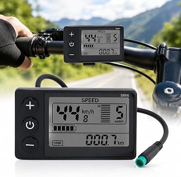 Electric Bike LCD Display, Electric Bike LCD Display Meter,S866 Electric Bike LCD Display,Electric Bike LCD Display Panel,Waterproof Plug LCD Display,24V 36V 48V LCD Display