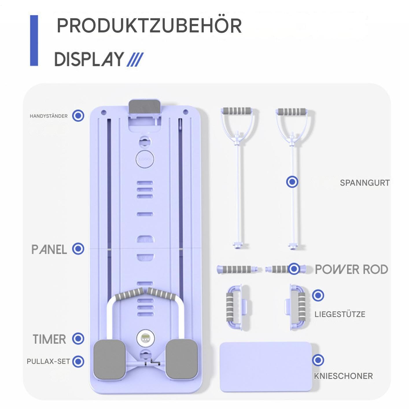 Tavola da pilates pieghevole multiuso, in PP, DBR, EVA, spray di ferro portatile con fasce, attrezzo da allenamento pieghevole per schiena, corpo, addominali, 51 x 41 x 106 cm