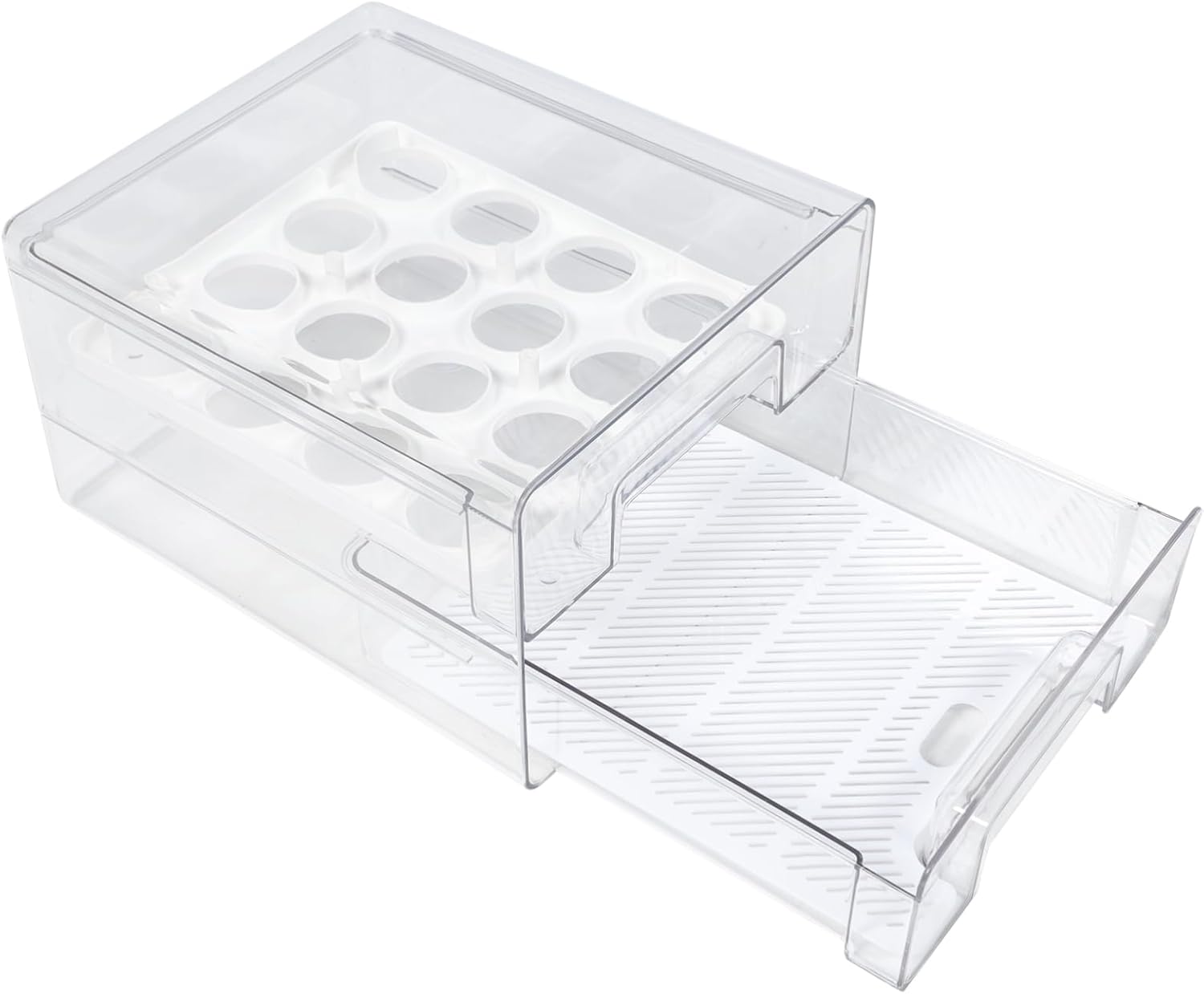 Mikinona Kitchen Storage Bins Food Organizer for Pantry Egg Tray Holder for Refrigerator Double Egg Rack for Refrigerator