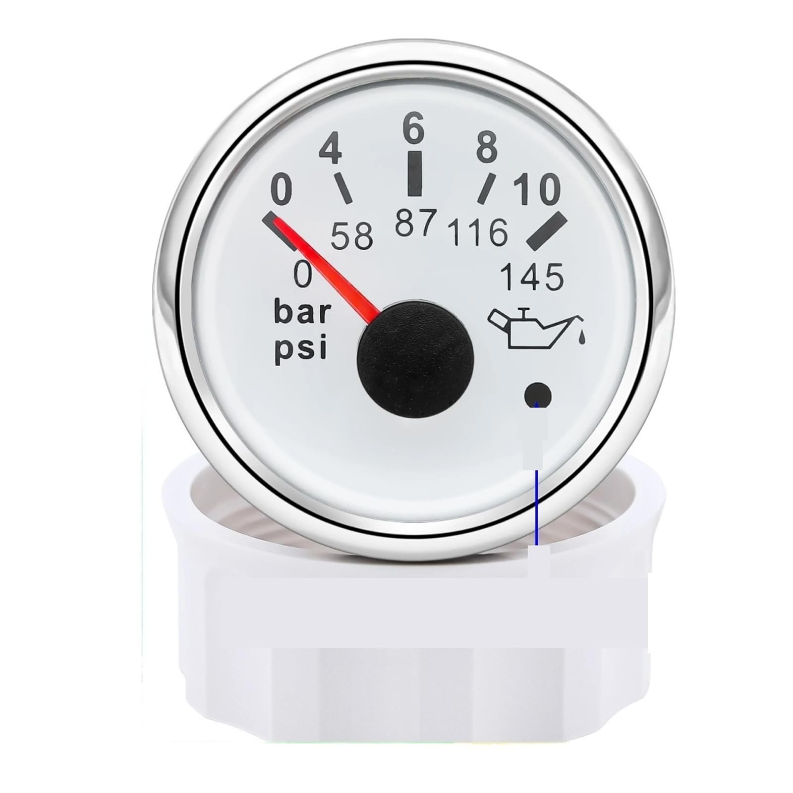 Medidor de presión de aceite de 52mm con Sensor de alarma LED rojo medidor de presión de aceite 0-10Bar,0-5Bar,0-73PSI,0-145PSI Alta visibilidad(0-10Bar WS)