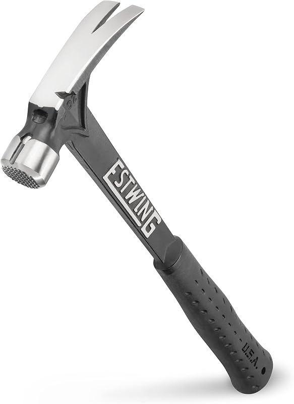 ESTWING Ultra Series Hammer, 15oz Milled Face, Black Grip, EB-15SM | Made in USA, Magnetic Nail Starter, Rip Claw Versatility, Forged In One Piece, Patented Shock Reduction Grip