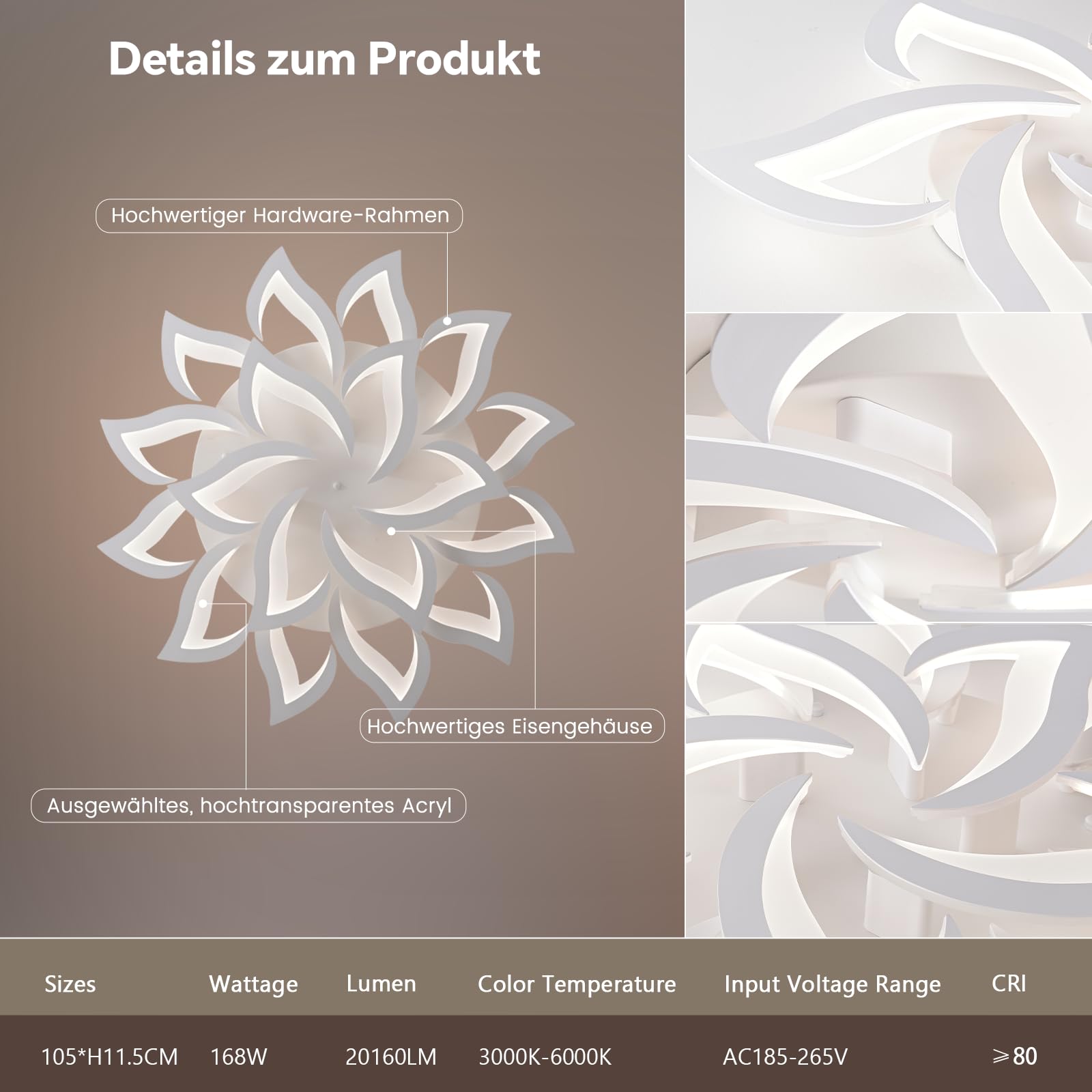 BAYHT Smart LED Deckenleuchte Dimmbar, Kompatibel Mit eWeLink App, Blumen Deckenlampe für Wohnzimmer Schlafzimmer, Moderne Lampe Decke Beleuchtung, Großer Kronleuchter 18 Heads/Ø100cm/84W