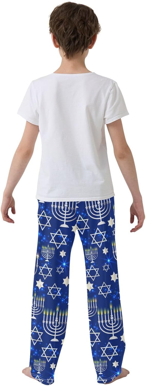Pajama Pants Unisex Elastic Waist Lounge Pants Soft Sleepwear Bottoms Pj Pants for 6-14 Years