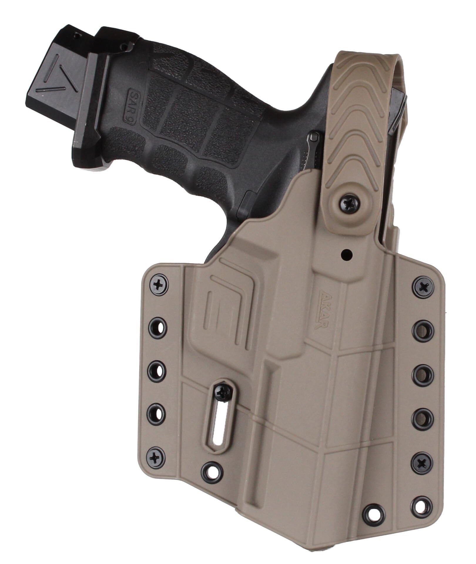 OWB Holster Compatible with Sarsılmaz SAR9 Series, Sar9, Sar9 Mete, Sar9 X, Sar9 C, Sar9 Gen2, Sar9 CX, Outside Waistband Carry Holster with Level II Retention, Closed Lock System