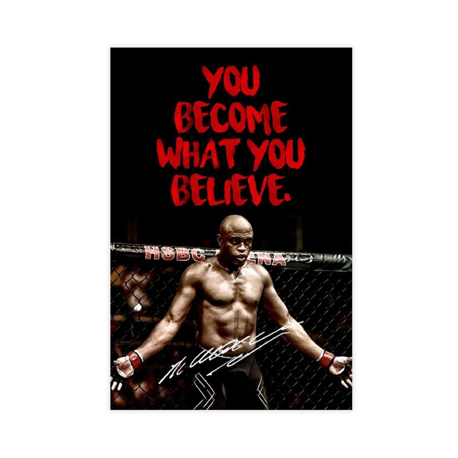 Lkjhlk Unframe-Style1 Anderson Silva Signed Posters Boxing Motivational Quotes 0 Canvas Wall Art Decor Paintings For Living Room Home Decoration Unframe 12×18Inch(30×45Cm)