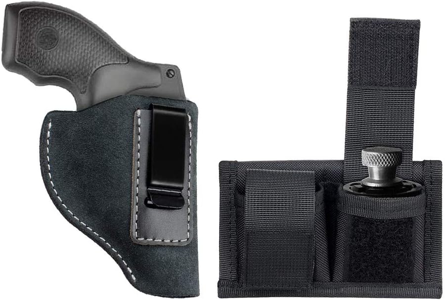 KOSIBATE Nylon Speedloader Pouch with IWB Leather Holster Fits Most J Frame Revolvers